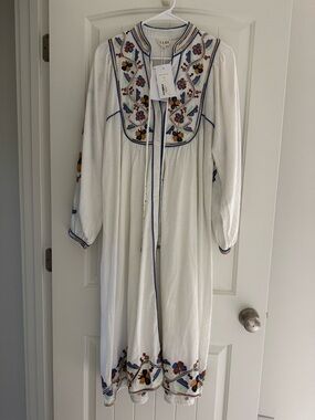 MABE Embroidered Button Down Dress with Floral Trim NWT size Small